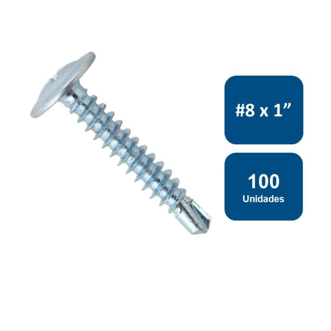 Anclajes - Tornillo Cabeza Lenteja Punta Broca #8 X 1" 100un