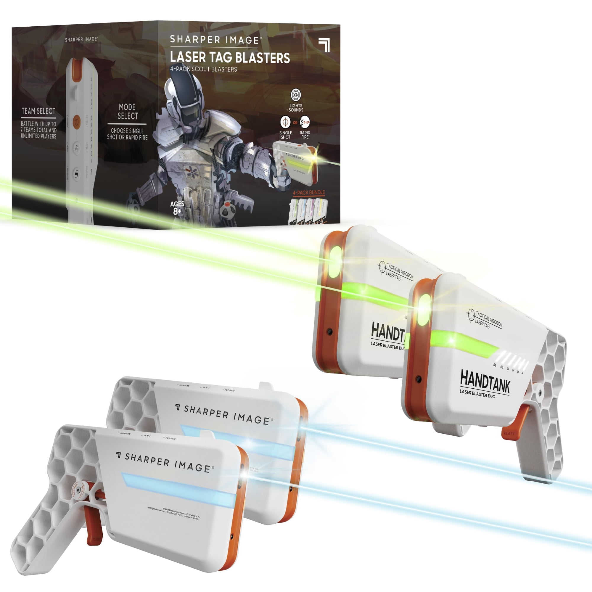 Sharper Image - Set De Pistolas Laser Tag Con Imagen Más Nítida, Pistolas Bláster Y Chalecos X4