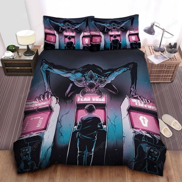 Stranger Things Fear The Void Demogorgon Quilt Duvet Cover Set Home Textiles3-Piece Bedding Set (1 Duvet Cover + 2 Pillow Shams)