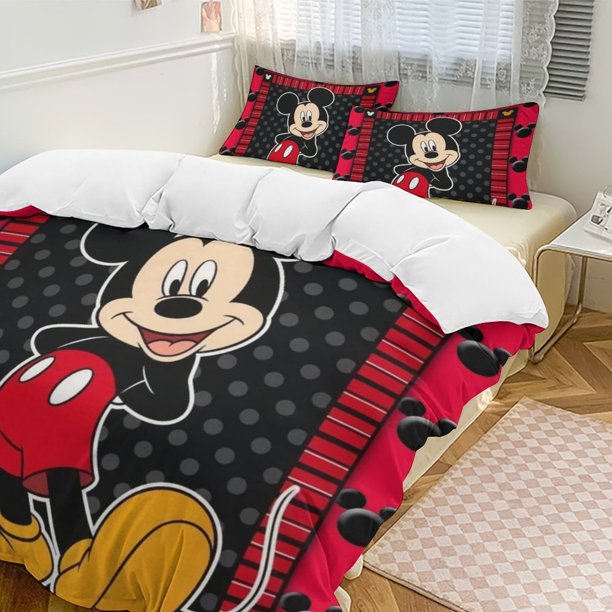 Mickey MouseCartoon Collection 3-Piece Comforter Set, Personalized Bedding Decor for Kids And Teens Bed Sheets