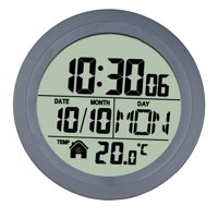 Magideal - Reloj De Pared Digital Para Baño De 14,6 Cm Con Ventosa, Pantalla Lcd, Calendario Versátil Y Resistente, Mes, Fecha, Día Para Zona De Spa, Lavandería Marco De Pp Gris