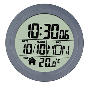 Magideal - Reloj De Pared Digital Para Baño De 14,6 Cm Con Ventosa, Pantalla Lcd, Calendario Versátil Y Resistente, Mes, Fecha, Día Para Zona De Spa, Lavandería Marco De Pp Gris