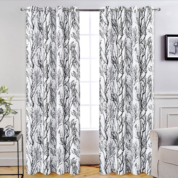 Cortinas DriftAway con forma de rama de árbol de doble capa, 244 x 132 cm, 2 paneles
