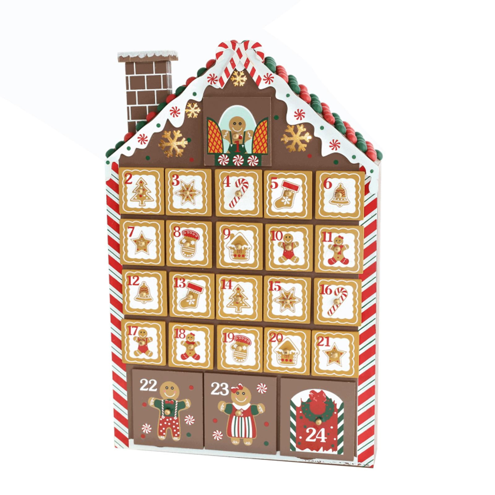 Bothyi - Calendario De Adviento Navideño De Madera Con 24 Cajones Para Dormitorio Y Chimenea Navideña