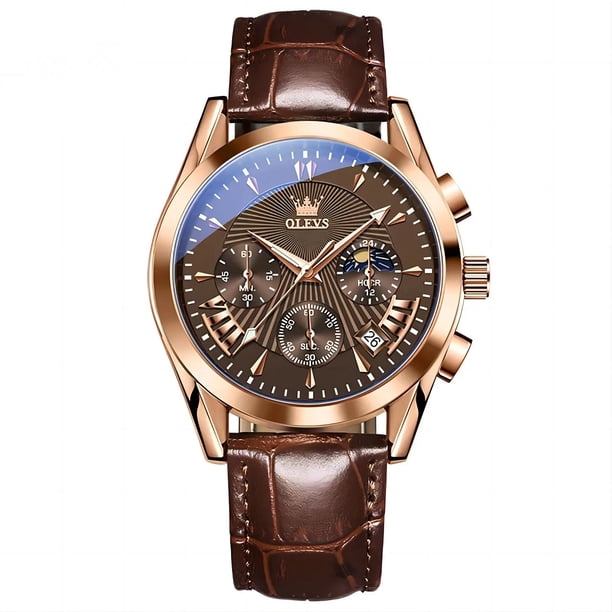 Reloj Cronógrafo de Lujo para Hombre Correa de Cuero Clásico para uso diario