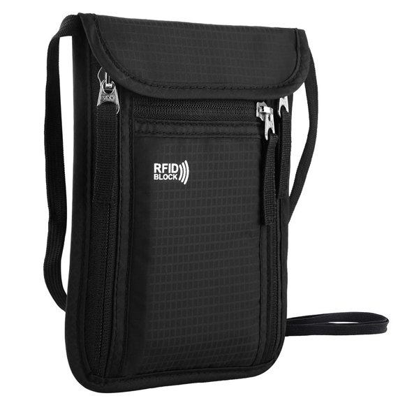 Funda de viaje con cuello, cartera, pasaporte familiar, bloqueo RFID