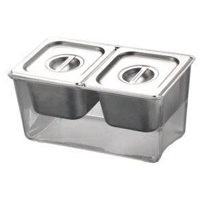 Magideal - Contenedor De Especias Refrigerado, Compartimentos Extraíbles Y Fáciles De Limpiar Para Ingredientes Pequeños Para Parrilladas Comerciales Para Acampa 2 Compartimentos