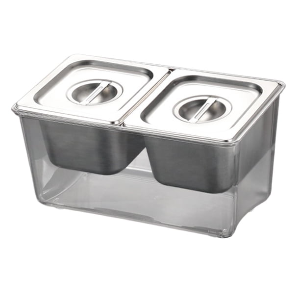Contenedor de especias refrigerado, compartimentos extraíbles y fáciles de limpiar para ingredientes pequeños para parrilladas comerciales para acampa 2 compartimentos