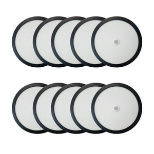 Hbled - Pack 10 Panel Redondo Led Eco Sobrepuesto Negro Con Sensor 18W Frío