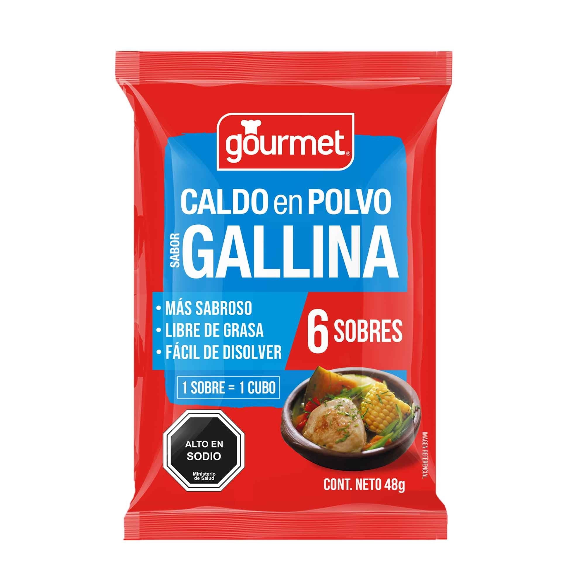 Caldo En Polvo Sabor Gallina (6 Sobres) Bolsa 48 g Gourmet