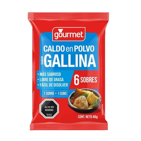Caldo En Polvo Sabor Gallina (6 Sobres) Bolsa 48 g Gourmet