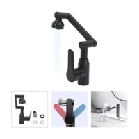 Genérico - Grifo Lavamanos Agua Fria Y Caliente Plegable Movible Giratorio Negro