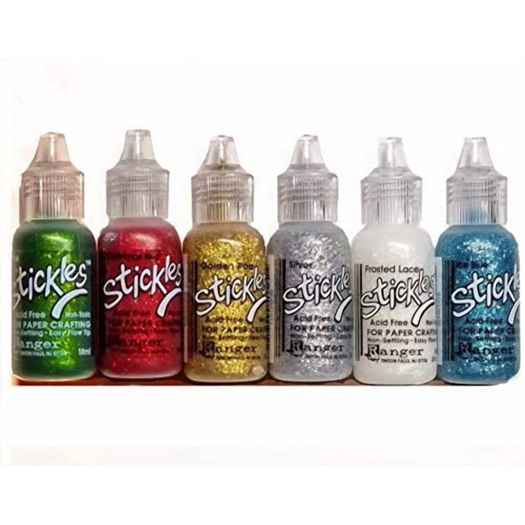 Pegamento con Brillantina Stickles Ranger Paquete de 6 Botellas de 15 ml