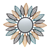 Mundo Online - Espejo Deco Mural Boho Modern Plumas De Metal 80 Cm