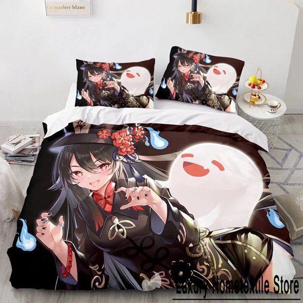 Genshin Impact Bedding Set Game Bed Linen Quilt Soft Duvet Cover Sets Home Textile Size Girl Kids Room Decor Bed Sheets