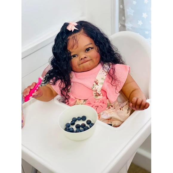 Muñeca bebé realista GYCV de 24" negra con peso
