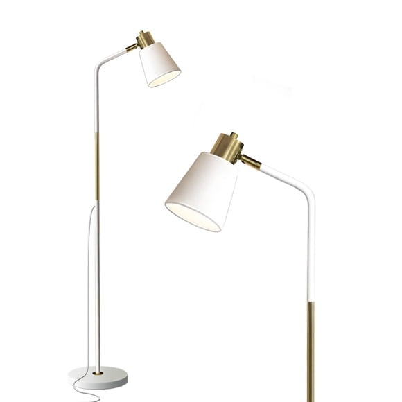 Lámpara de Pie LALISU con Cabezal Metálico Ajustable Blanca 146 cm