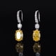 thumbnail image 4 of 3 Pzas Encantadores Juegos de Joyería Nupcial Ovalada Amarilla para Boda Collar Colgante de Plata Esterlina con Circonia Cúbica Aretes Colgantes y Anillos Talla 5-9 Ideal para Esposa Mujeres Juego, 4 of 9