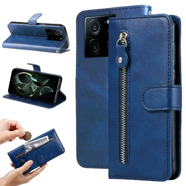 Funda con Cremallera para Xiaomi 13T, Carcasa Cartera de Cuero PU con Soporte y Tarjetero