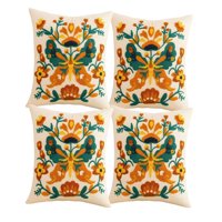 Genérico - Pack De 4 Fundas De Cojin Bordadas 45X45 Beige 02