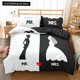 thumbnail image 1 of Lover Couples Duvet Cover Black and White Printed Bedding Set for Adults Valentine's Day Bedroom Decor Quilt Cover Bed Sheets, 1 of 5