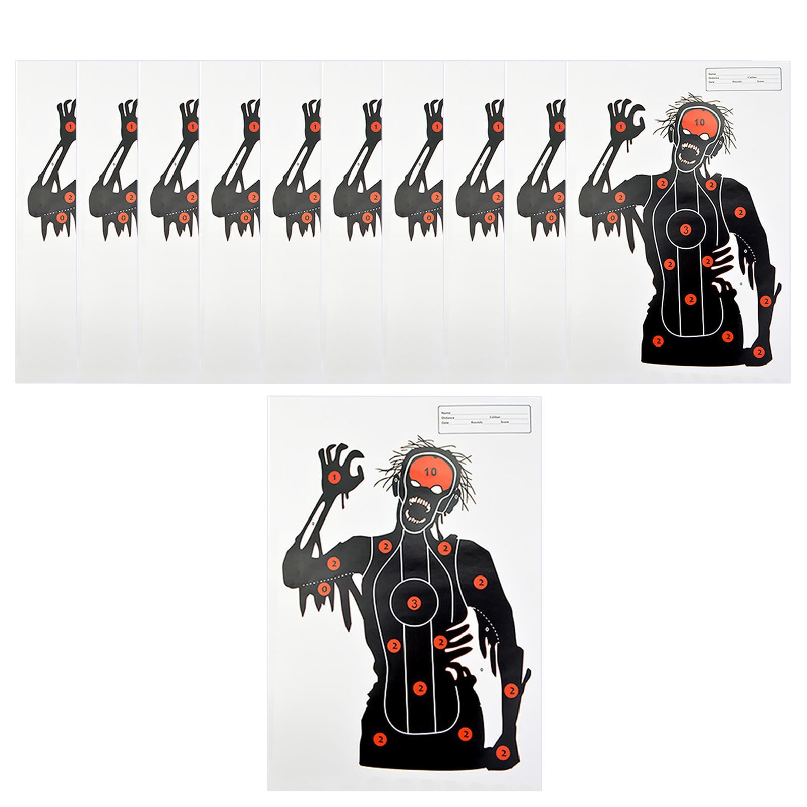 Magideal - 10 Hojas De Objetivos De De Papel, Gran Rango De Tiro, Objetivos Divertidos Para De Tiro, Tiro Con , Suministros De Práctica De Tiro Zombi