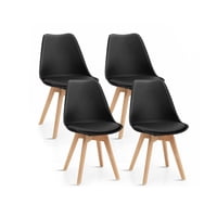 Klik Muebles - Pack De 4 Sillas Tulip Acolchada Negras