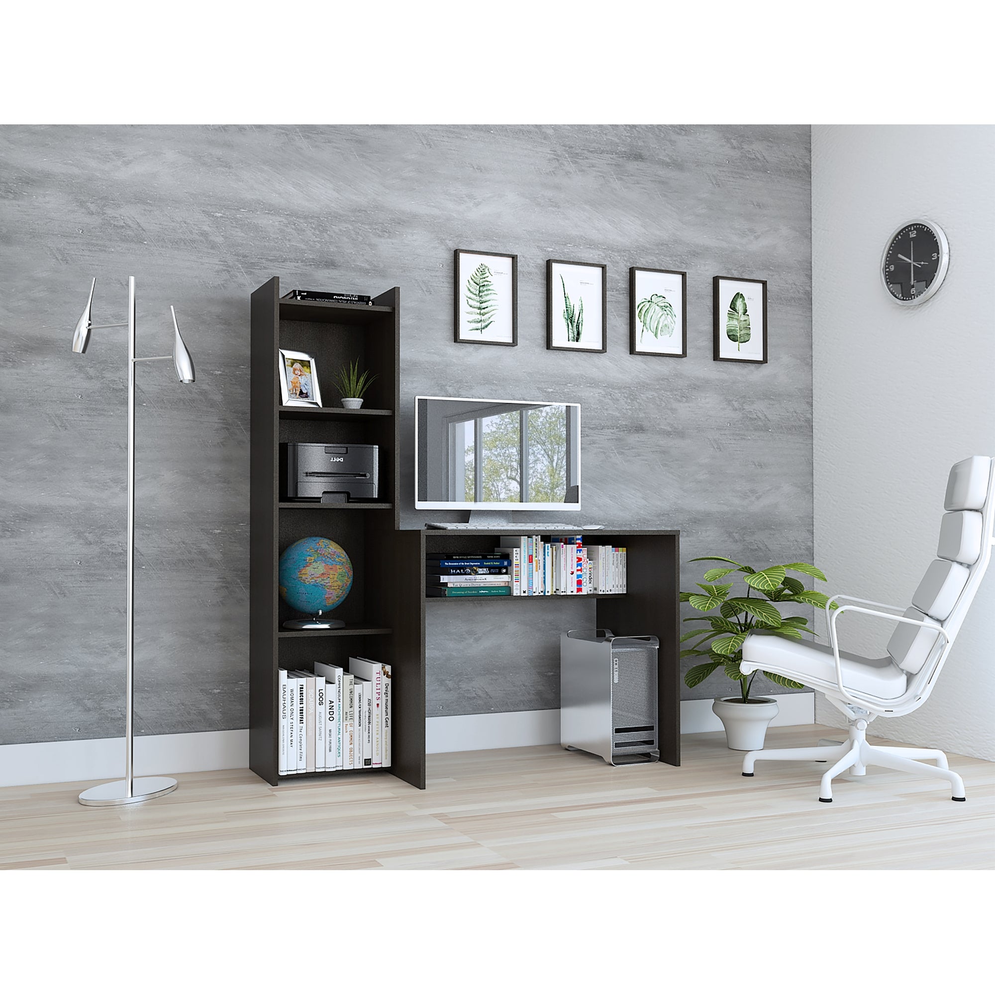 Tuhome - Escritorio Con Biblioteca Napoli Wengue 150X127,1X50 Cm