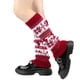 thumbnail image 2 of Calentadores de piernas de punto para invierno, con lazo blanco, calcetines largos sin pies, cálidos y navideños, mangas altas para mujer, 2 of 5