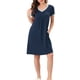 thumbnail image 2 of INSPIRE CHIC Camisón de Manga Corta para Mujer Regreso a Clases con Bolsillos Suave y Elástico Cuello en V Largo hasta la Rodilla Camisón Ropa de Casa M Azul, 2 of 6