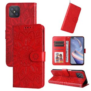 Funda Tipo Cartera Foxdock Para Oppo Reno4Z 5G , Diseño Girasol En Relieve, Cuero Pu, Cierre Magnético, Soporte Y Tarjetero