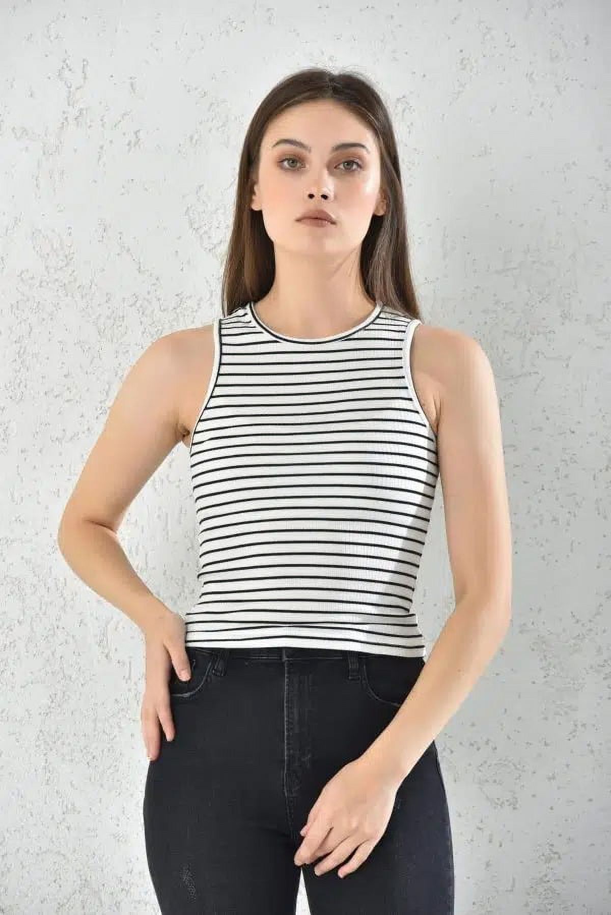 Home Fashion - Polera Musculosa Mujer Rayado Sin Mangas Talla S