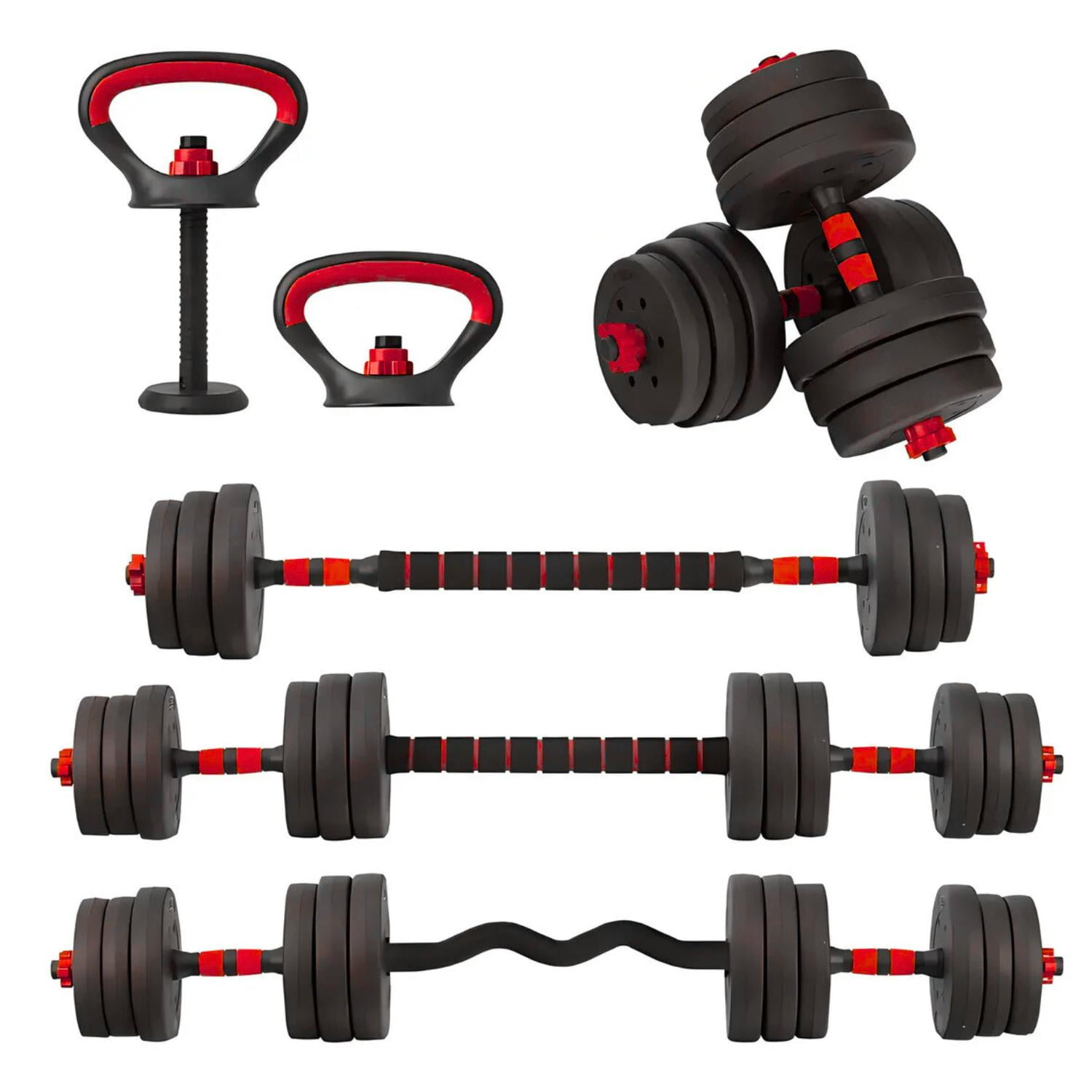 Yep - Set Mancuernas 20 Kg 5 En 1 Barra Z Extensor Rojo Rojo
