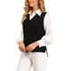 thumbnail image 4 of INSPIRE CHIC Chalecos de Suéter de Punto para Mujer de Color Sólido con Cuello en V Sin Mangas XS Negro, 4 of 8