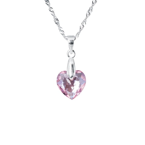 Joyas Montero - Collar Amor Plata Italiana 925 Y Cristal Genuino Light Rose