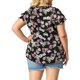 thumbnail image 3 of Agnes Orinda Blusas de Mujer Tallas Grandes Retro Floral Cuello en V con Capas Mangas Cortas 3X Negro, 3 of 7