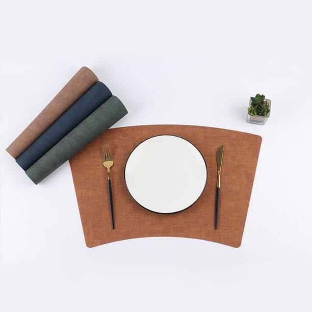 XmhyTop Juego de 4 Manteles Individuales de Piel Sintética, Impermeables, Fáciles de Limpiar, Resistentes al Calor y Antideslizantes para Uso Interior y Exterior, 50*29cm, Estilo D, Rojo Marrón