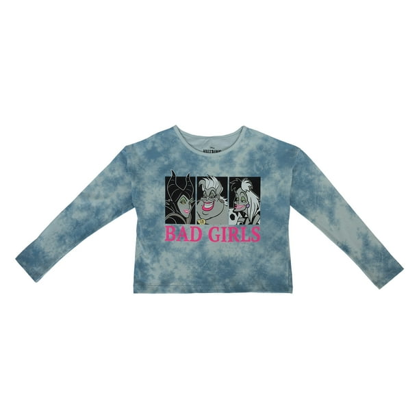 Polera Manga Larga Niña Villanas Bad Gris Disney