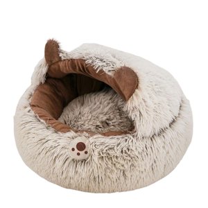 Ioensy - Cama Para Gatos Cama De Felpa Para Mascotas Suave Con Cojín Extraíble Lavable Cómoda Marrón 40Cm