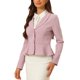 thumbnail image 4 of INSPIRE CHIC Blazer corto de trabajo para mujer, atuendo de regreso a clases para maestras, cuello con solapa, manga larga, chaqueta casual de oficina con volantes, talla S, color rosa, 4 of 6
