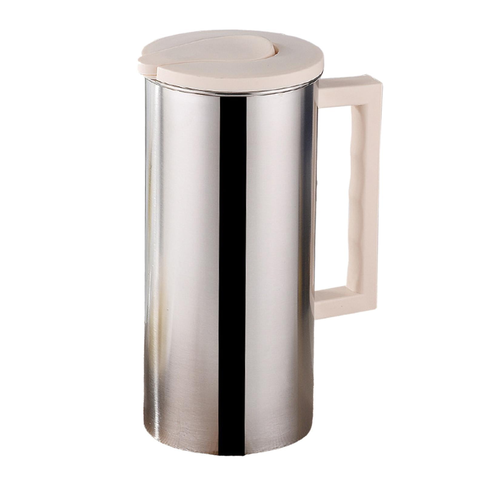 Bothyi - Hervidor De Agua Fría De 1,6 L Y Jarra De Agua De Metal Con Tapa Para Restaurante, Hotel, Hogar, Beige