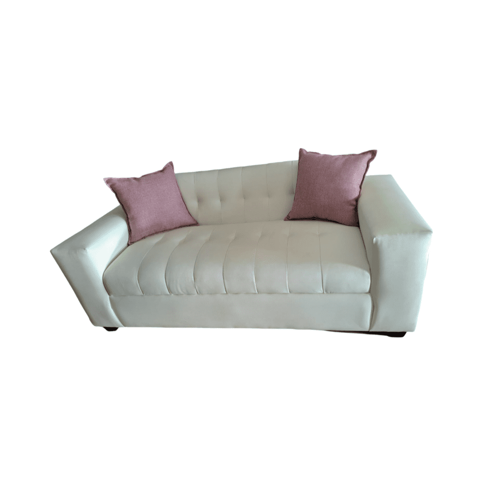 Muebles New - Sofa Tres Cuerpos Blanco Ecocuero