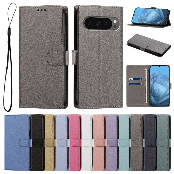 Cartera para Google Pixel 10 Pro XL 5G con Bolsillo de Tarjetas, Gris
