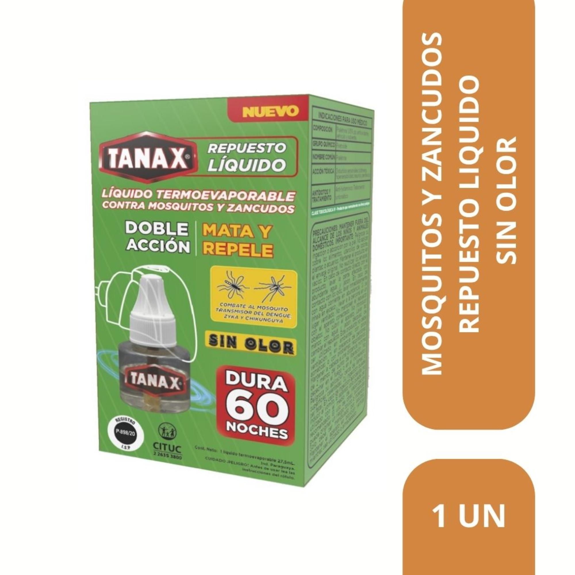Repuesto Líquido Termoevaporable Mata Mosquitos Y Zancudos Sin Olor Caja 27.5 ml Tanax