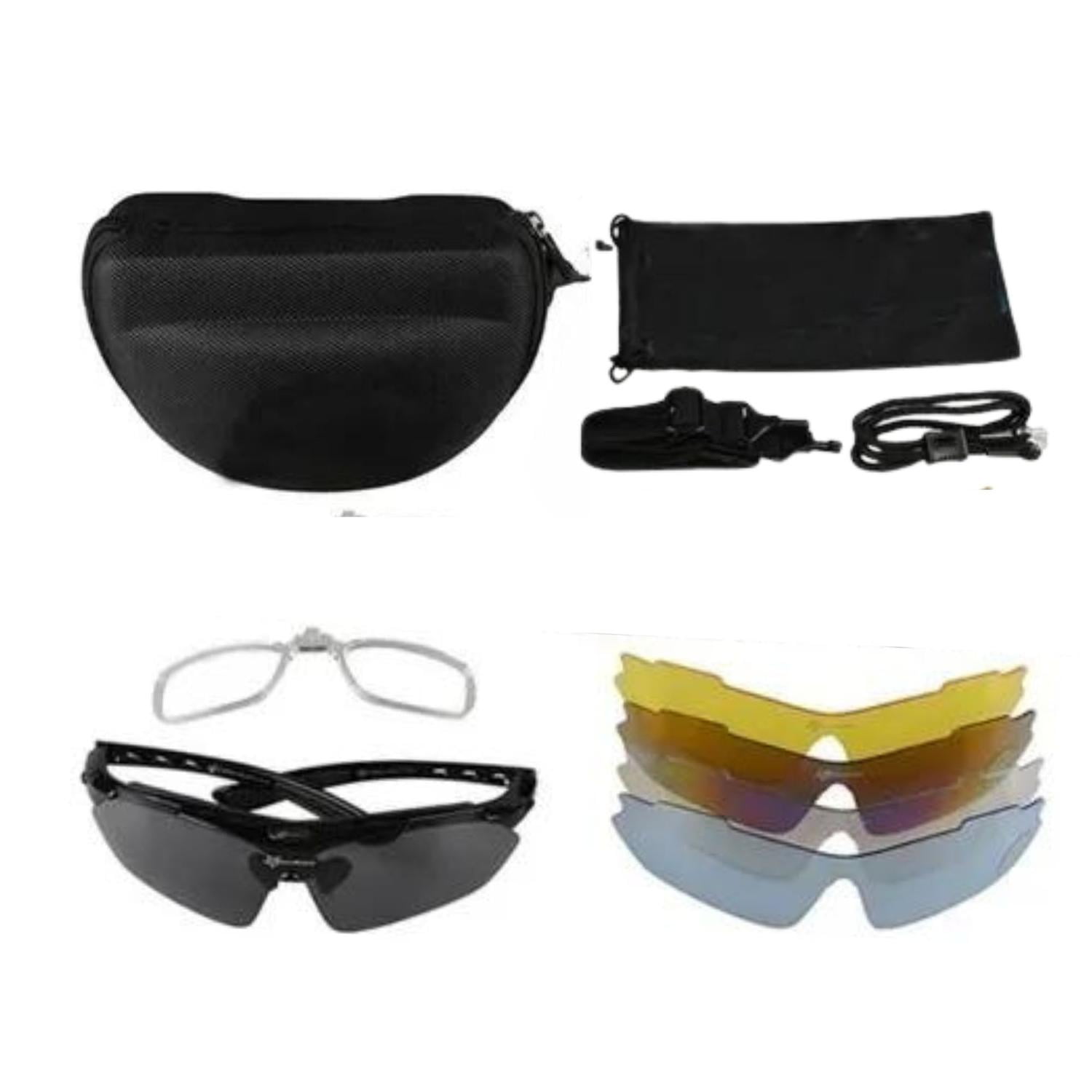 Ekoi - Lentes Polarizados Tacticos 5 Micas Shield Negro Talla Única
