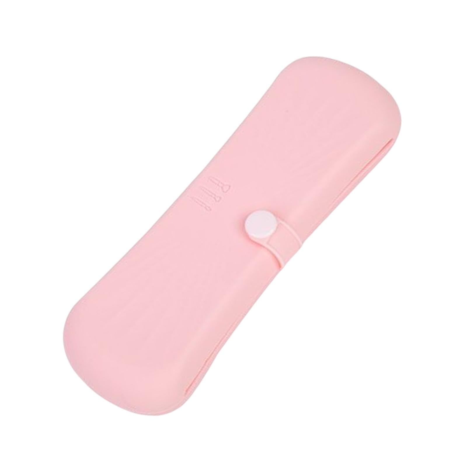 Magideal - Cepillo De Maquillaje De Viaje, Diseño De Correa De Botón, Bolsa De Maquillaje De Silicona Portátil, Material Suave Impermeable Para Mujeres, Herramie Rosa