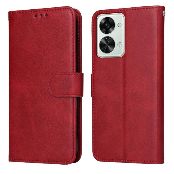 Funda Billetera para OnePlus Nord 2T con Porta Tarjetas y Soporte Ajustable Rojo
