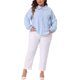 thumbnail image 2 of Agnes Orinda Trajes de Halloween Camisas de Mujer Tallas Grandes Camisas de Manga Larga Peter Pan Chiffon con Botones Blusas 4X Azul Claro, 2 of 6