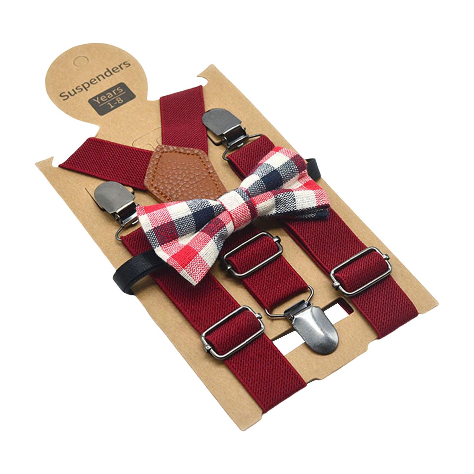 Bothyi - Conjunto De Tirantes Y Pajarita Para Niños, Estilo Y, Color Burdeos, Ideal Para Disfraces Formales.