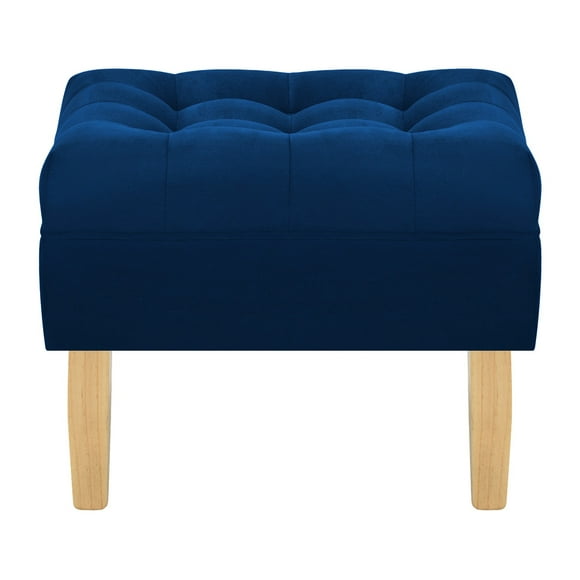 Pouf Wood 1c Felpa 05 Azul Marino